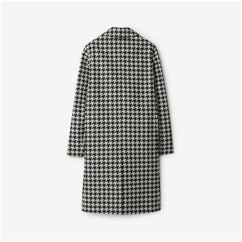 Long Houndstooth Car Coat in Black 